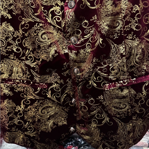 Chaudry Burgundy and Gold Paisley Vest - Picture 8 of 10